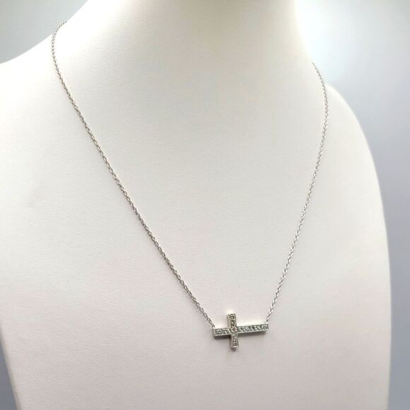 Sterling Silver Cross Necklace, - Picture 8 of 8